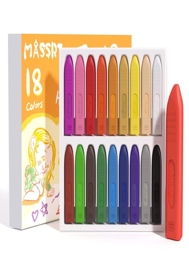MASSRT Triangle Jumbo Crayons for Toddlers, 18 Colors Mess Free Unbreakable Crayon Gifts, Easy to Hold Washable Crayons for Kids, Safe Coloring Gifts for Babies and Children - Image 1
